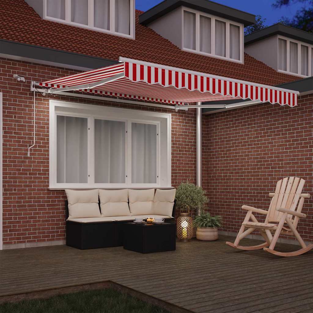 Vidaxl uitschuifbare luifel rood en wit 350 x 250 cm polyester