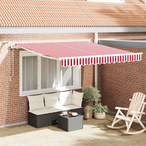 Vidaxl uitschuifbare luifel rood en wit 350 x 250 cm polyester