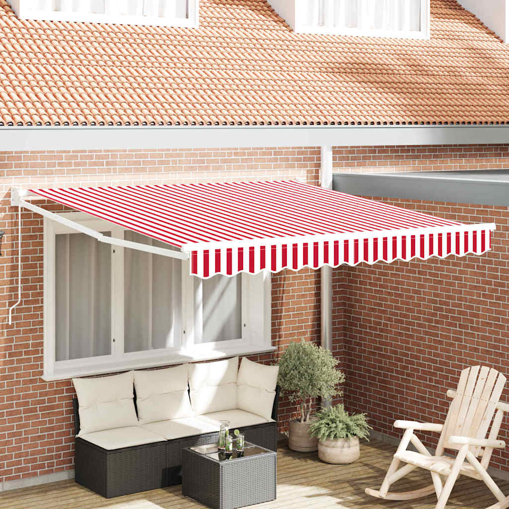 Vidaxl uitschuifbare luifel rood en wit 350 x 250 cm