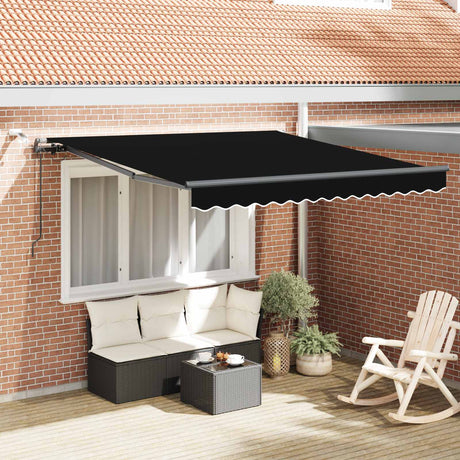 Vidaxl uitschuifbare luifel zwart 350 x 250 cm polyester