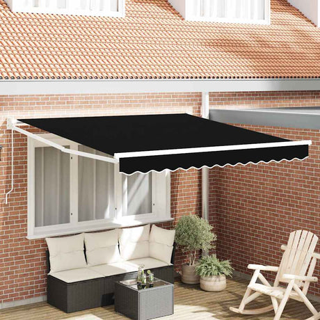 Vidaxl uitschuifbare luifel zwart 350 x 250 cm