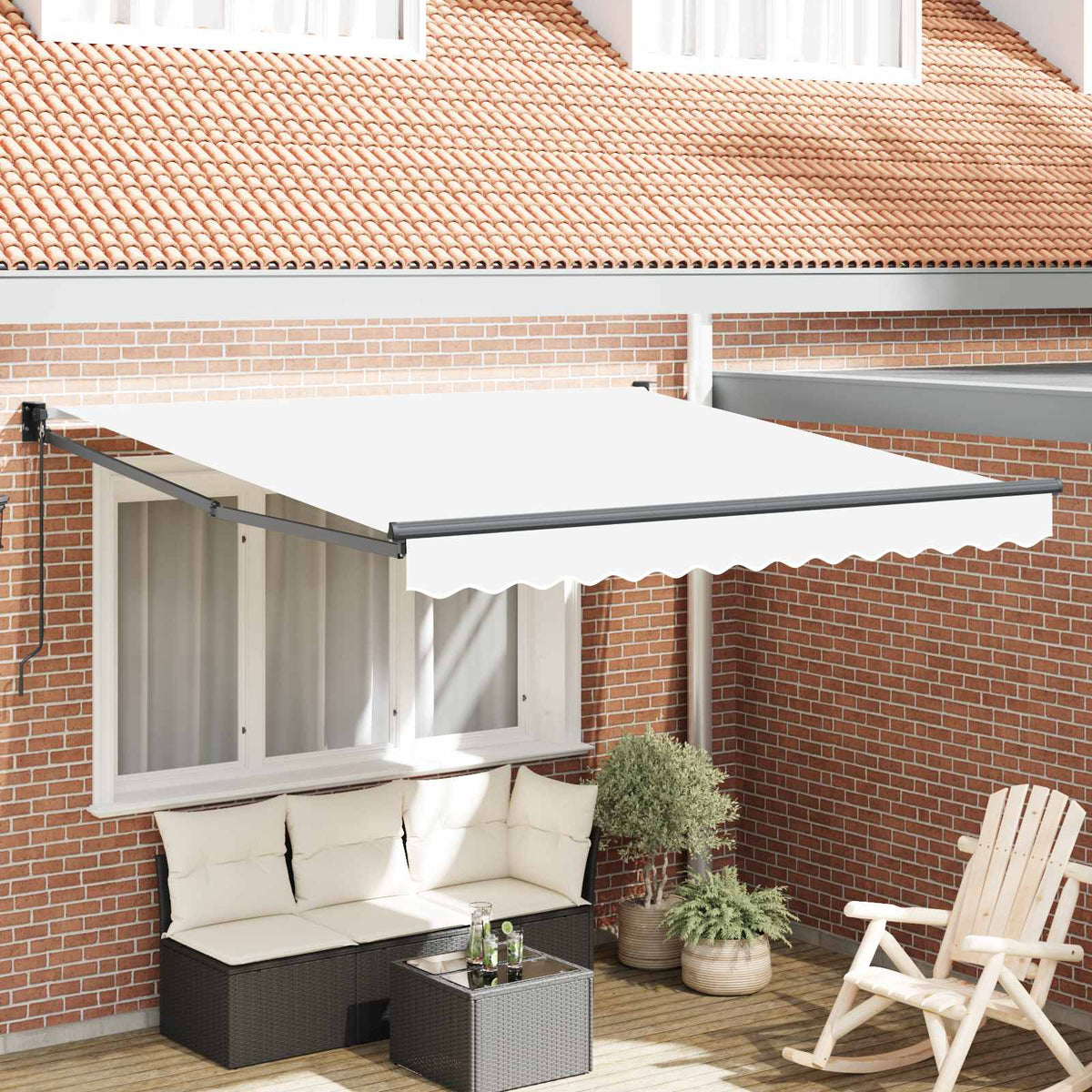 Vidaxl uitschuifbare luifel wit 350 x 250 cm