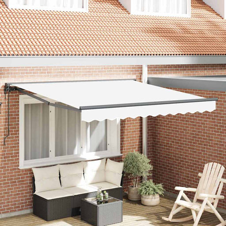 Vidaxl inklapbaar zonnescherm wit 350 x 250 cm polyester en metaal