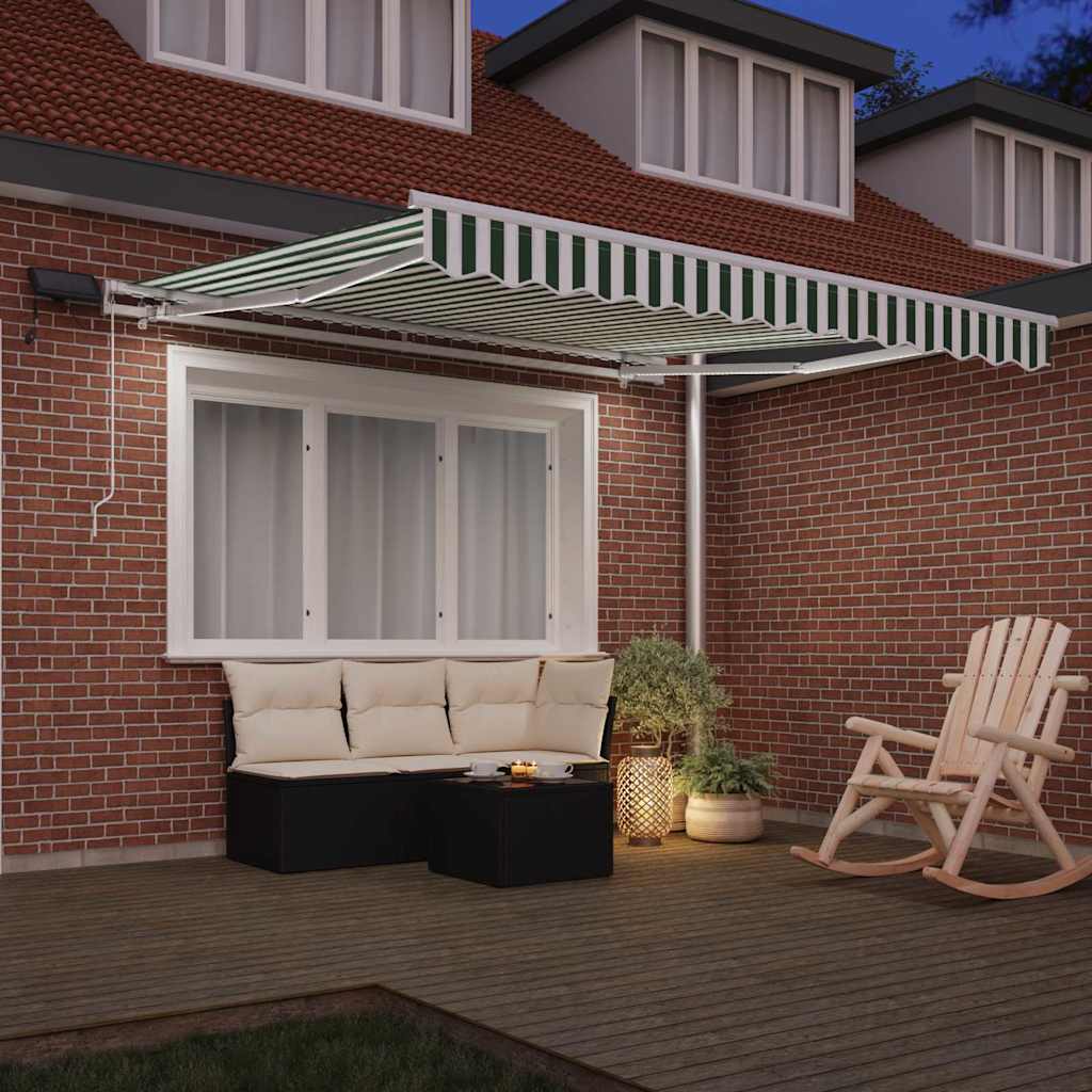Vidaxl uitschuifbare luifel groen en wit 350 x 250 cm