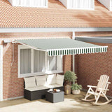 Vidaxl uitschuifbare luifel groen en wit 350 x 250 cm