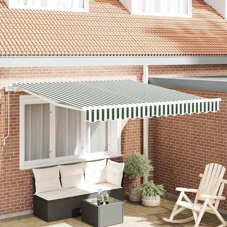 Vidaxl uitschuifbare luifel groen en wit 350 x 250 cm