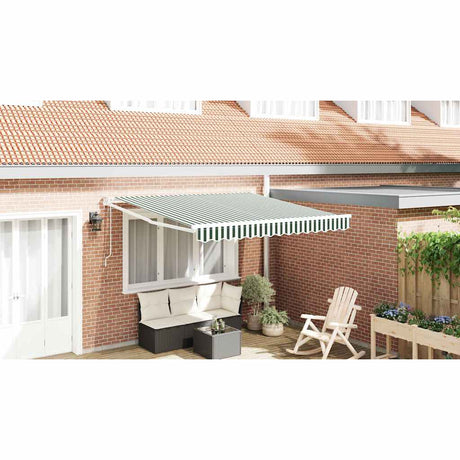 Vidaxl uitschuifbare luifel groen en wit 350 x 250 cm