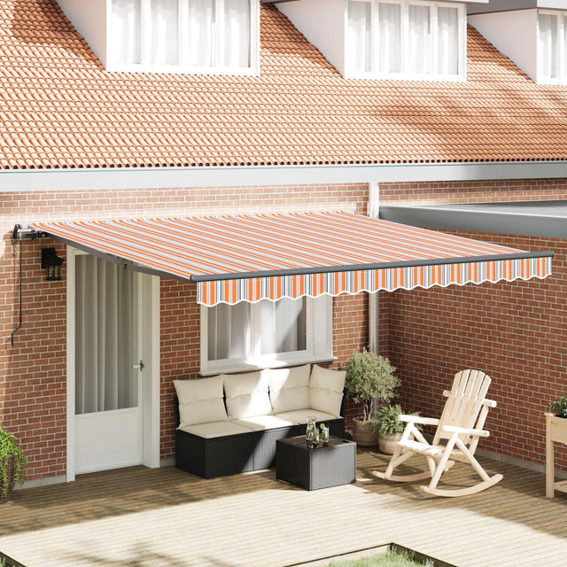 Vidaxl uitschuifbare luifel meerkleurig 400 × 300 cm stof en aluminium