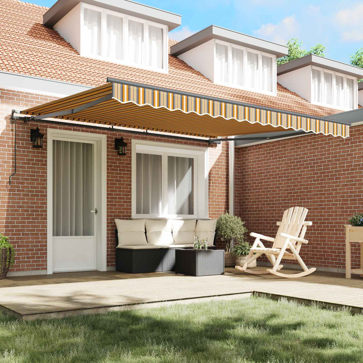 Vidaxl uitschuifbare luifel meerkleurig 400 × 300 cm stof en aluminium