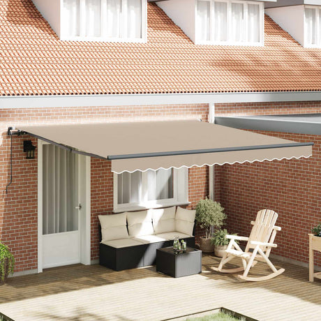 Vidaxl uitschuifbare luifel beige 400 × 300 cm polyester en aluminium