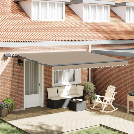 Vidaxl uitschuifbare luifel beige 400 × 300 cm stof en aluminium