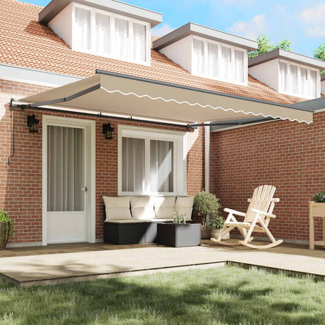 Vidaxl uitschuifbare luifel beige 400 × 300 cm stof en aluminium
