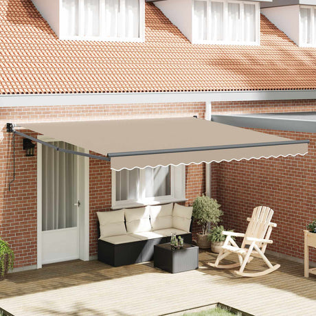 Vidaxl uitschuifbare luifel beige 400 × 300 cm polyester en metaal