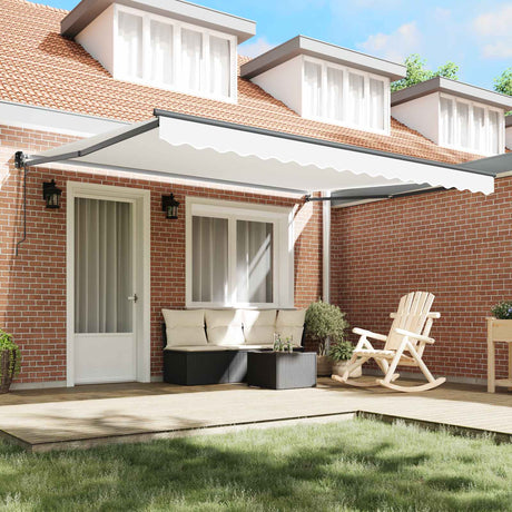 Vidaxl uitschuifbare luifel wit 400 × 300 cm polyester en metaal