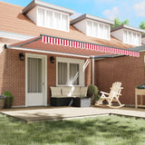 Vidaxl uitschuifbare luifel rood en wit 450 × 300 cm