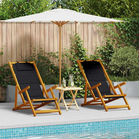 Vidaxl strandstoel 2 st bruin massief acaciahout