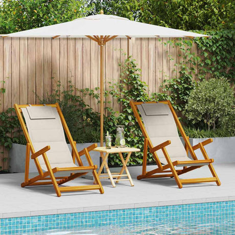 Vidaxl strandstoel 2 st bruin massief acaciahout