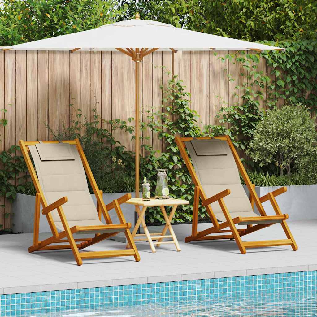 Vidaxl strandstoel 2 st bruin massief acaciahout