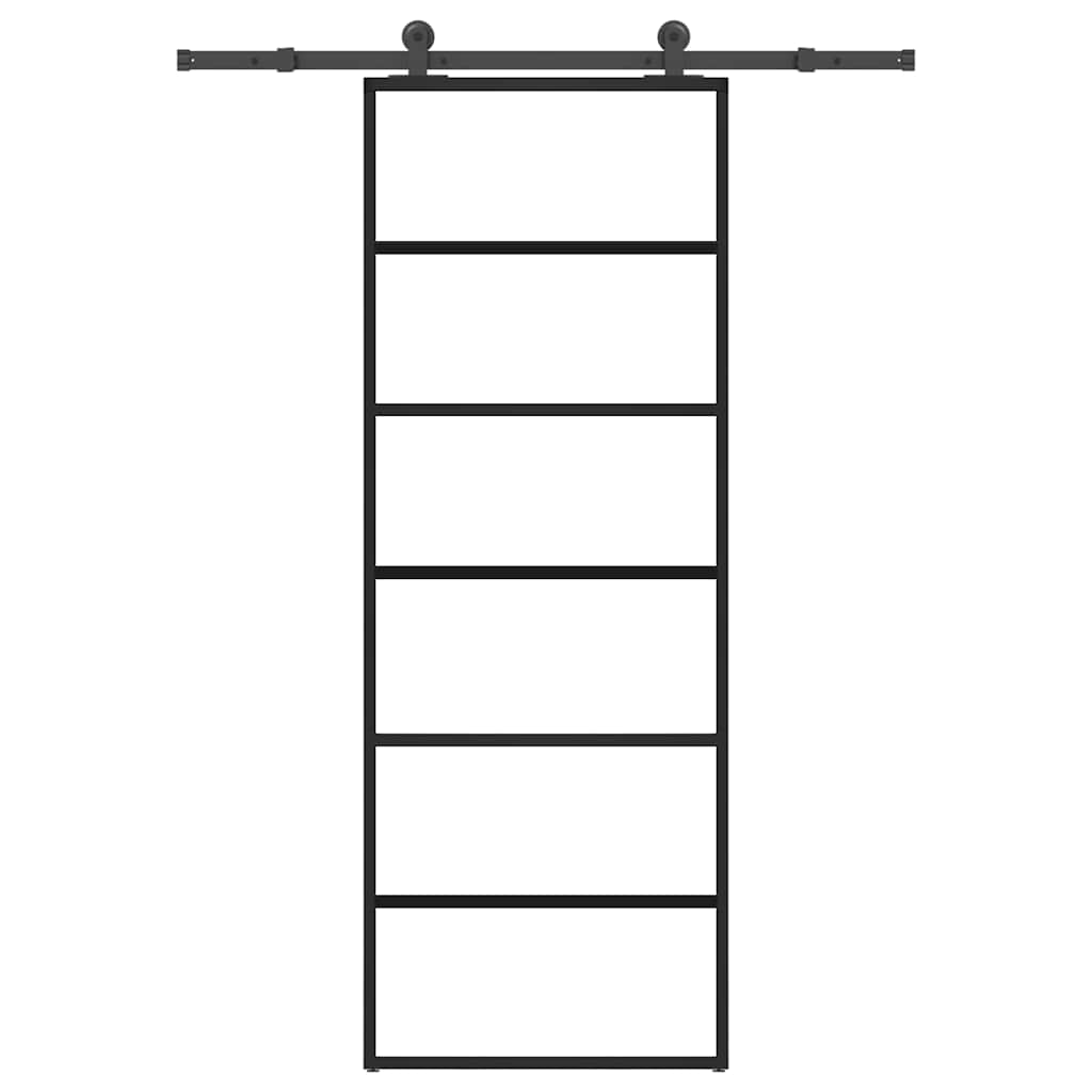 Vidaxl schuifdeur met beslag 76x205 cm esg-glas en aluminium