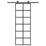 Vidaxl schuifdeur met beslag 76x205 cm esg-glas en aluminium