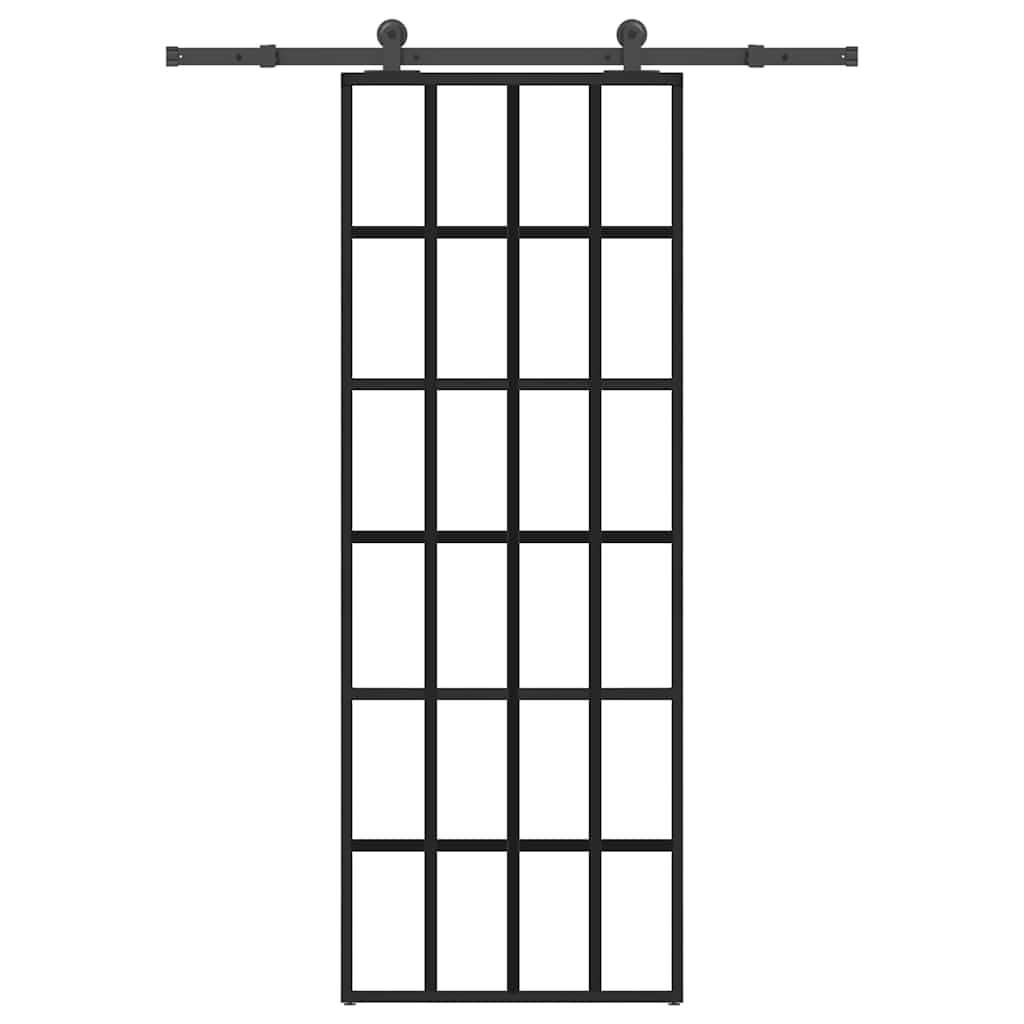 Vidaxl schuifdeur met beslag 76x205 cm esg-glas en aluminium