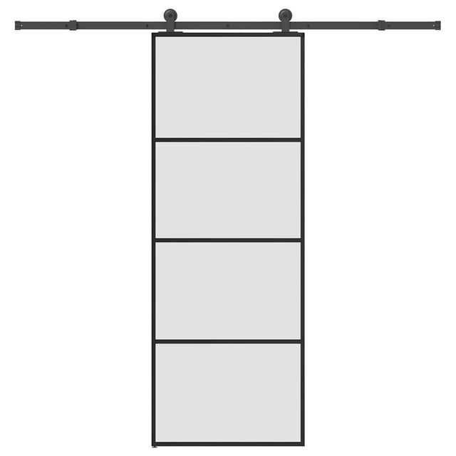 Vidaxl schuifdeur met beslag 76x205 cm esg-glas en aluminium