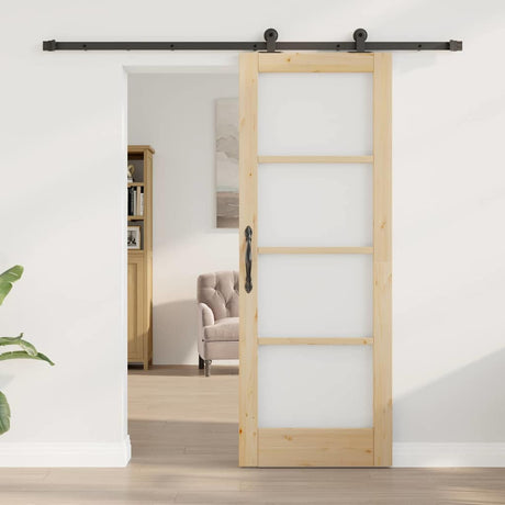 Vidaxl schuifdeur orkdal 73,5 x 198,5 cm massief grenenhout en glas