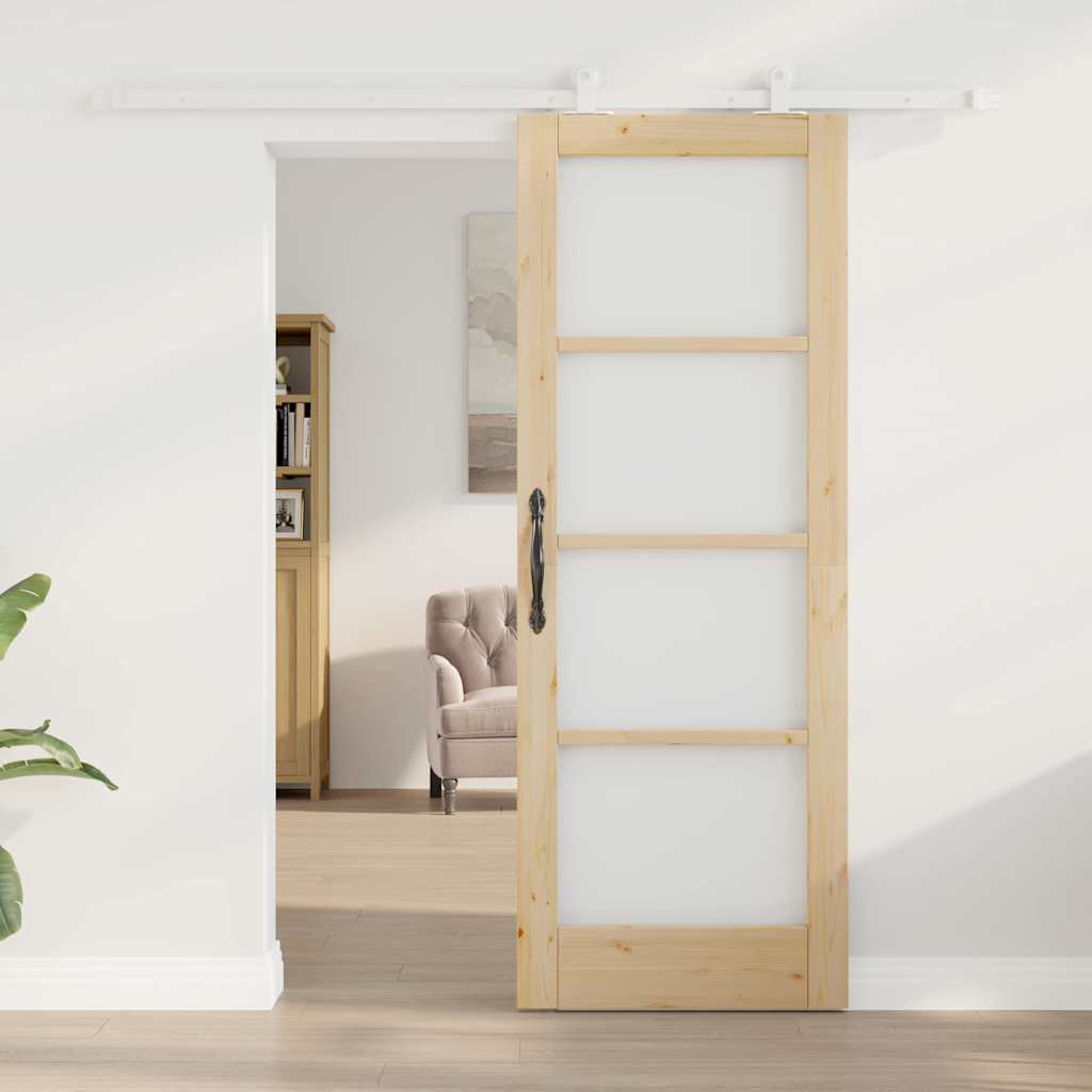 Vidaxl schuifdeur orkdal 73,5 x 198,5 cm massief grenenhout en glas