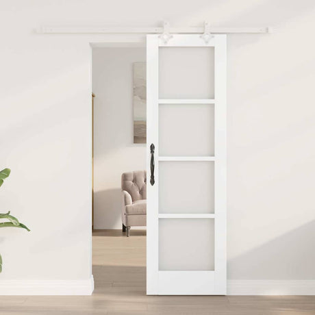 Vidaxl schuifdeur 61 x 198,5 cm massief grenenhout en glas wit