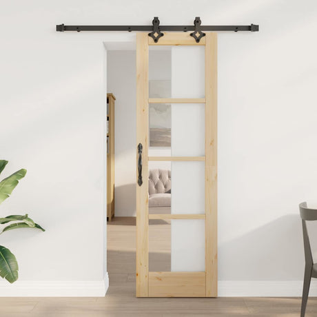 Vidaxl schuifdeur naturel 61 x 198,5 cm massief grenenhout en glas