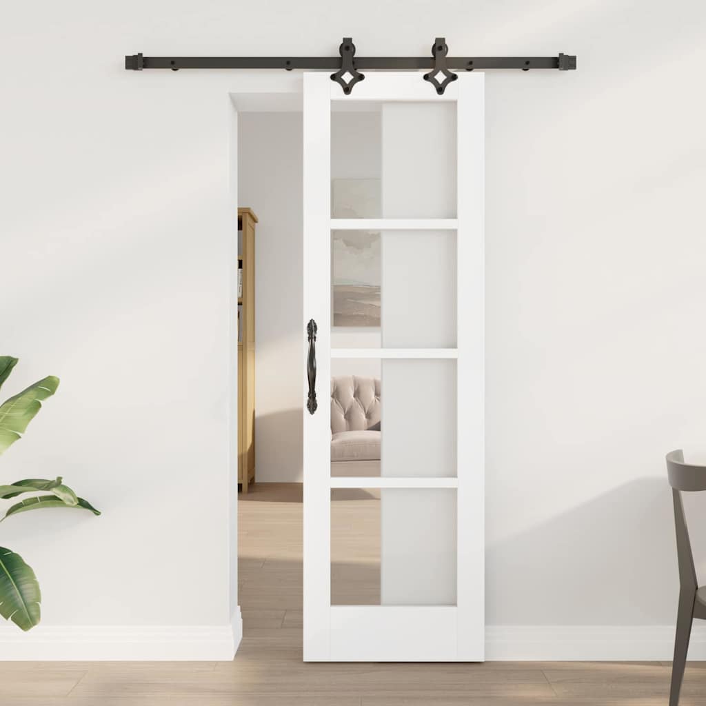 Vidaxl schuifdeur wit 61 x 198,5 cm massief grenenhout en glas