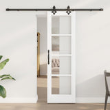 Vidaxl schuifdeur wit 61 x 198,5 cm massief grenenhout en glas