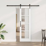 Vidaxl schuifdeur 61 x 198,5 cm massief grenenhout en glas wit