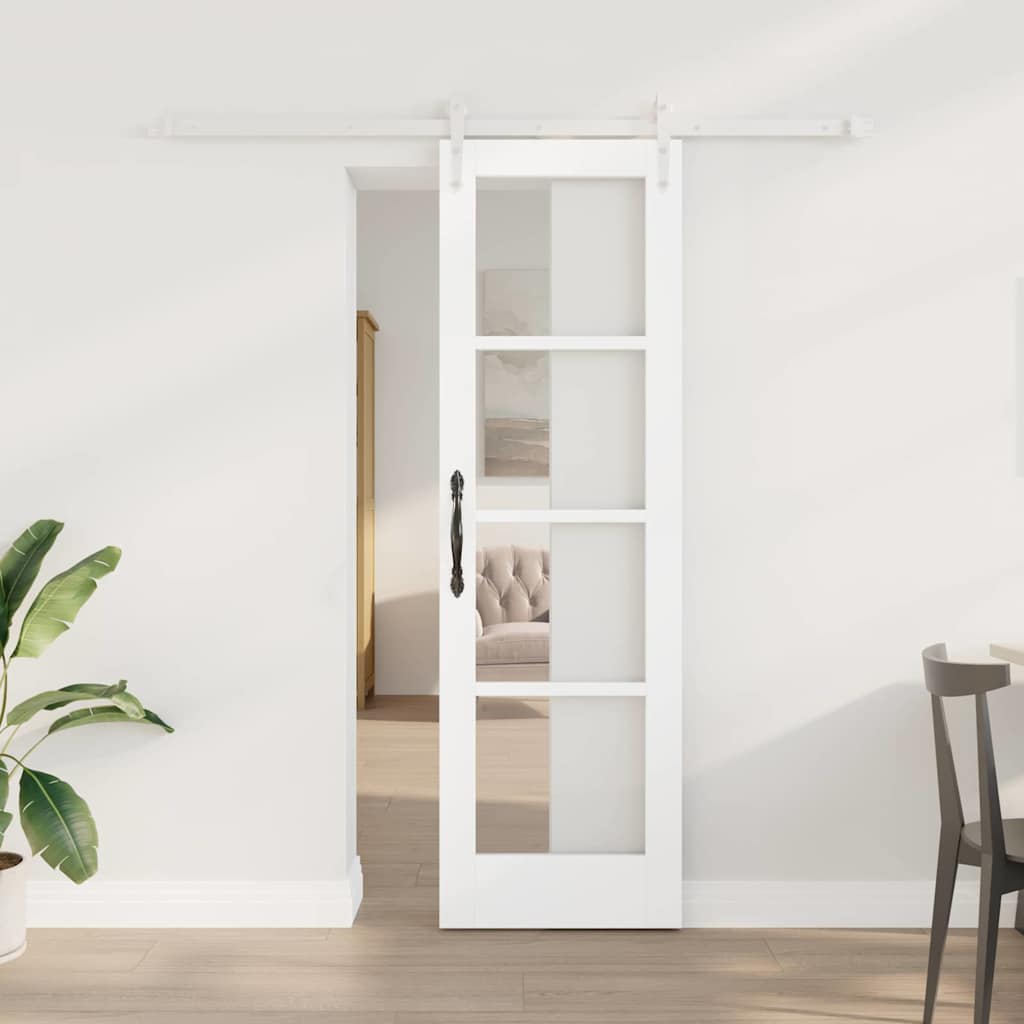 Vidaxl schuifdeur 61 x 198,5 cm massief grenenhout en glas wit