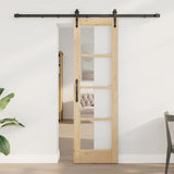Vidaxl schuifdeur 61 x 198,5 cm massief grenenhout en glas