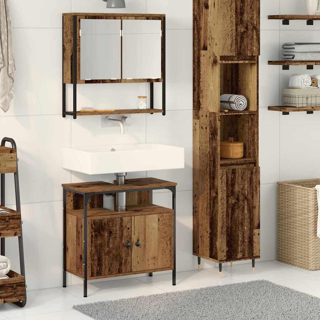 Vidaxl badkamermeubelset 2 st bruin bewerkt hout