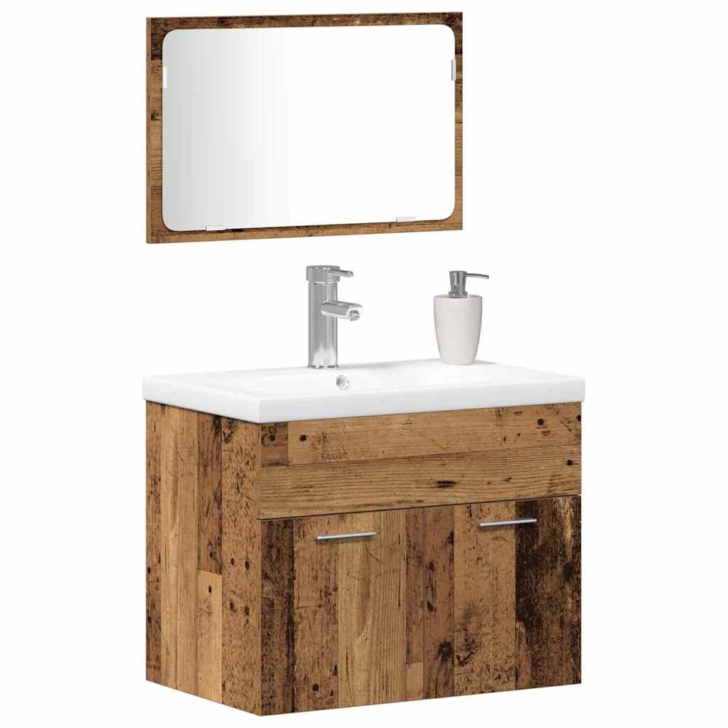 Vidaxl badkamermeubelset 3 st oud hout bewerkt hout