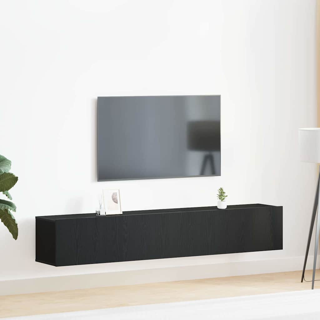 Vidaxl tv-meubelset 2 st zwart eiken bewerkt hout