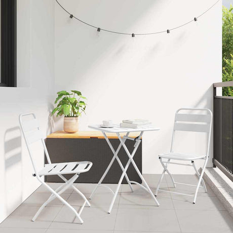Vidaxl tuin opvouwbare stoel 2 st wit gepoedercoat staal