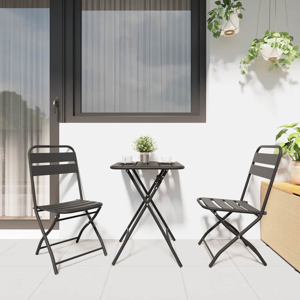 Vidaxl tuin opvouwbare stoel 2 st antraciet gepoedercoat staal