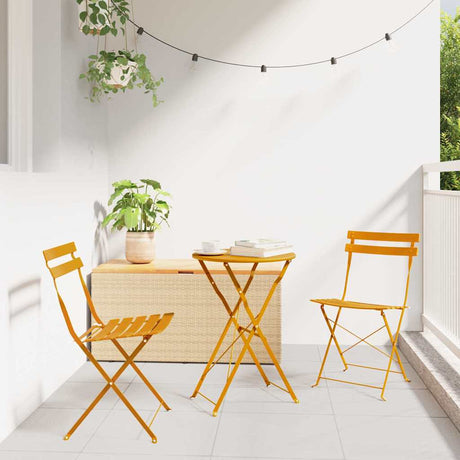 Vidaxl tuin opvouwbare stoel 2 st mosterdgeel metaal