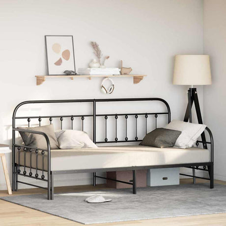 Vidaxl bedframe voor een daybed zwart 90 x 200 cm gepoedercoat staal