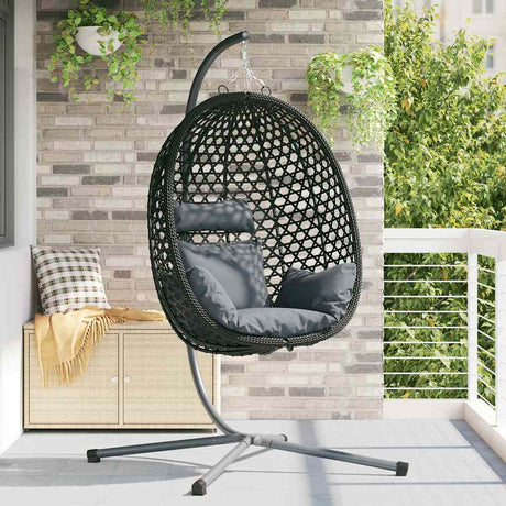 Vidaxl hangende ei-stoel poly rattan 104 x 100 x 191 cm zwart