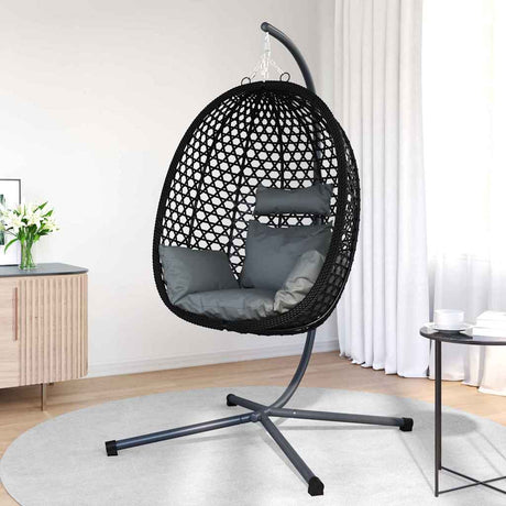 Vidaxl hangende ei-stoel poly rattan 104 x 100 x 191 cm zwart