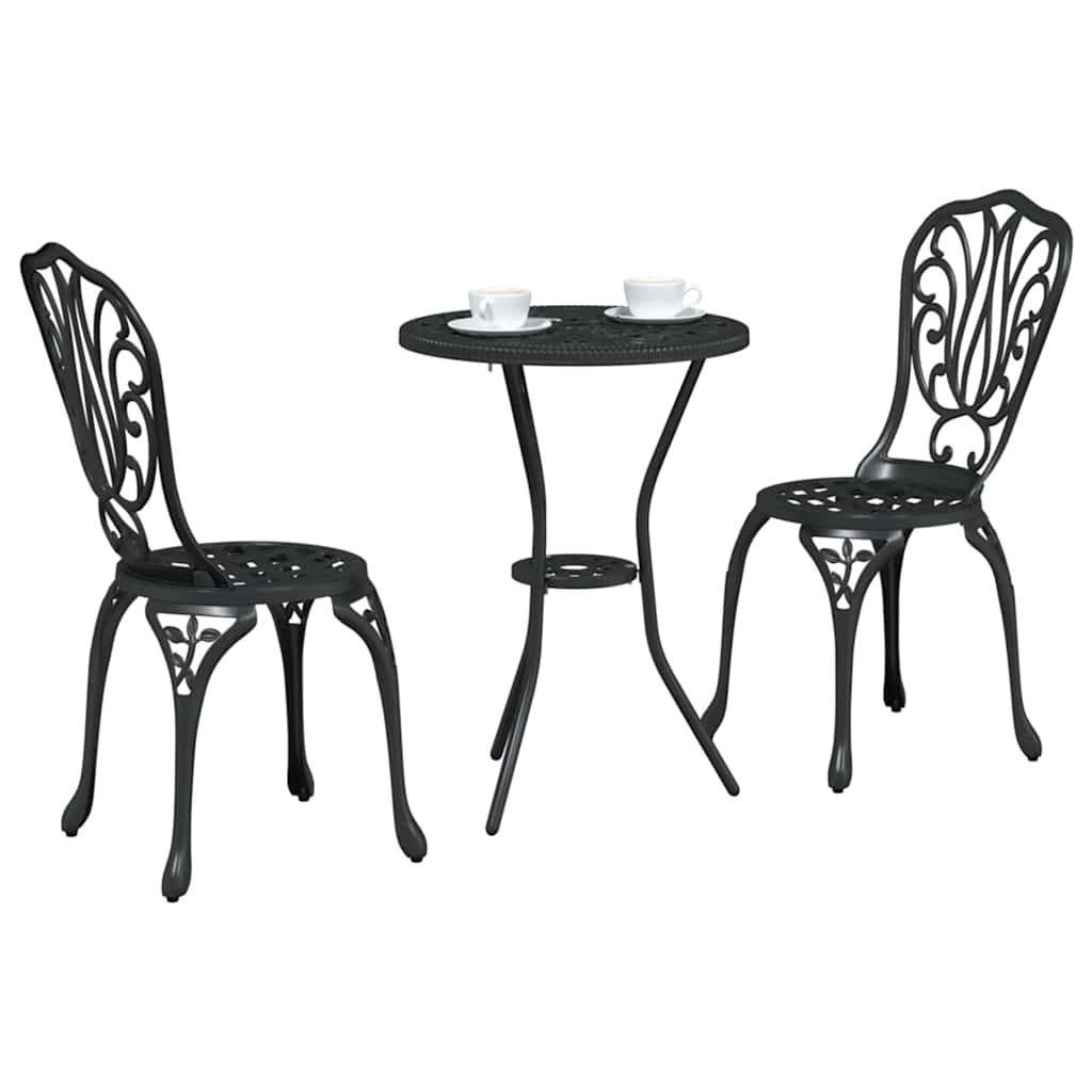 Vidaxl tuin bistro set 3 st zwart aluminium