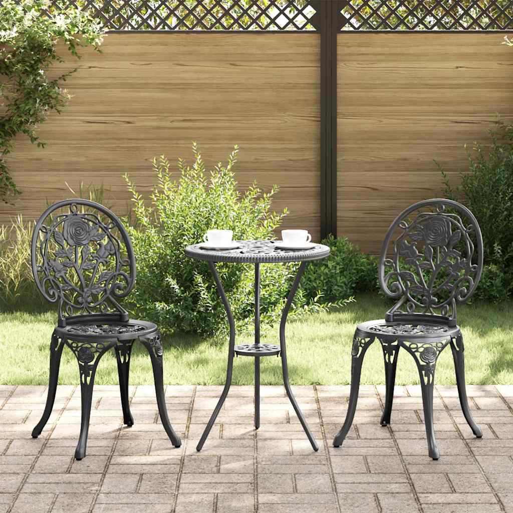Vidaxl tuin bistro set 3 st zwart aluminium