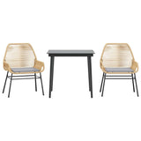 Vidaxl 3-delige tuinset met kussens poly rattan glas bruin
