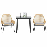 Vidaxl 3-delige tuinset met kussens poly rattan glas bruin