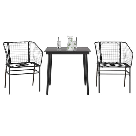 Vidaxl 3-delige tuinset poly rattan glas zwart
