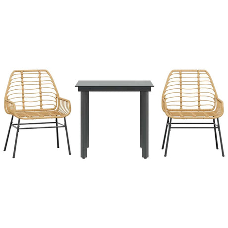 Vidaxl 3-delige tuinset poly rattan glas bruin